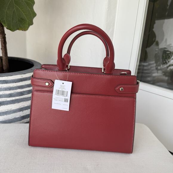 Kate Spade Staci Medium Satchel WKRU6951 Saffiano Leather In Red Curran - Picture 8 of 14